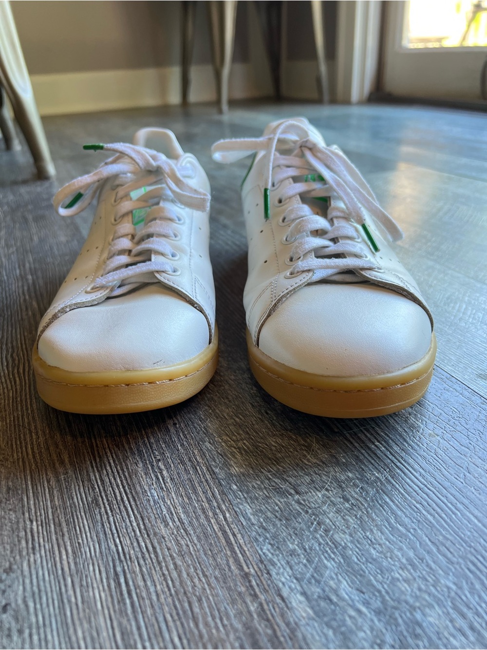 adidas Stan Smith White Sneakers with Green Insole and Gum Sole - Picture 4 of 8